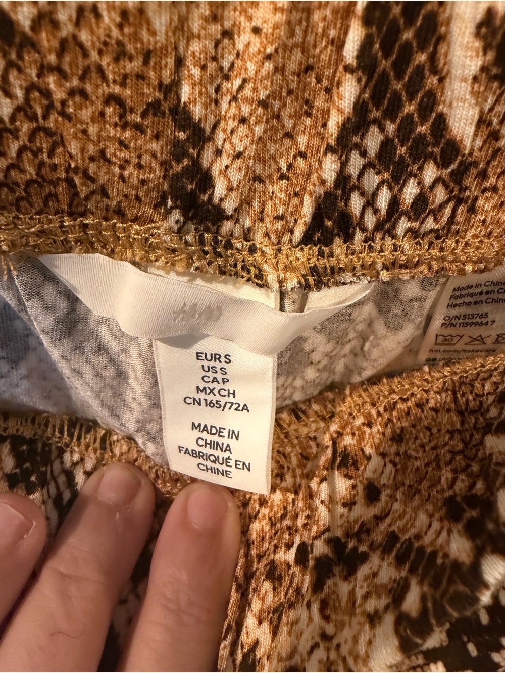 H&M Brown Tan Snake-Print Wide Leg Pants - Picture 2 of 3